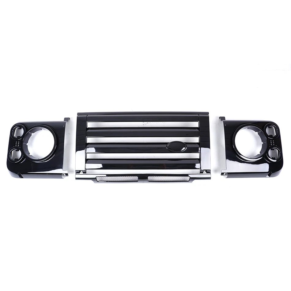 LAND ROVER DEFENDER FRONT SVX STYLE GRILLE & HEADLAMP SURROUND ORIGINAL LIGHTS - Image 3 of 4