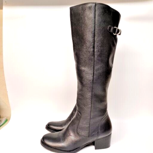 Bottes Cavalières Bandolino Femme - Cuir Noir Et Marron - Taille 6 M - Talon Moyen - Occasion