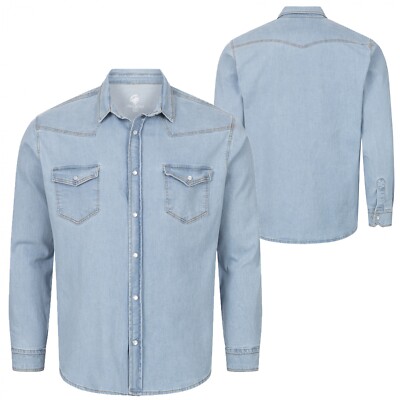 Rock Creek Herren Jeanshemd Denim Hellblau Herrenhemd Regular Fit Langarm H-323