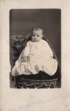 Antique Victorian Photo Baby Boy Child Cute Kid Chubby Cheeks Postcard G21