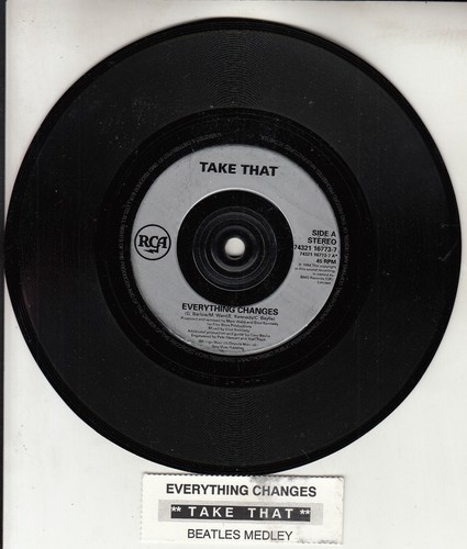TAKE THAT Everything Changes PICTURE SLEEVE 7" 45 record RARE! + juke box strip - Picture 3 of 3