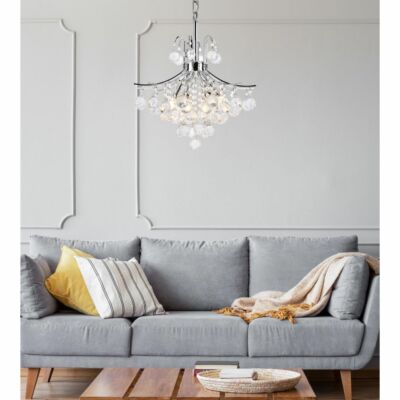 Pendant Chrome Crystal Elegant Chandelier Modern Ceiling Light Fixture Lighting