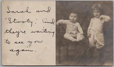 Cute Boy & Girl 1905 Antique RPPC Real Photo Postcard W127