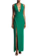 Cinq à sept phoenix deep v-neck gown in Emerald size 00 Retail $695