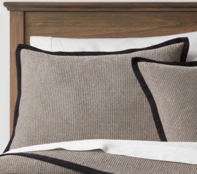 King Size Micro Waffle Coverlet Sham 100% Cotton - Black - Threshold - New