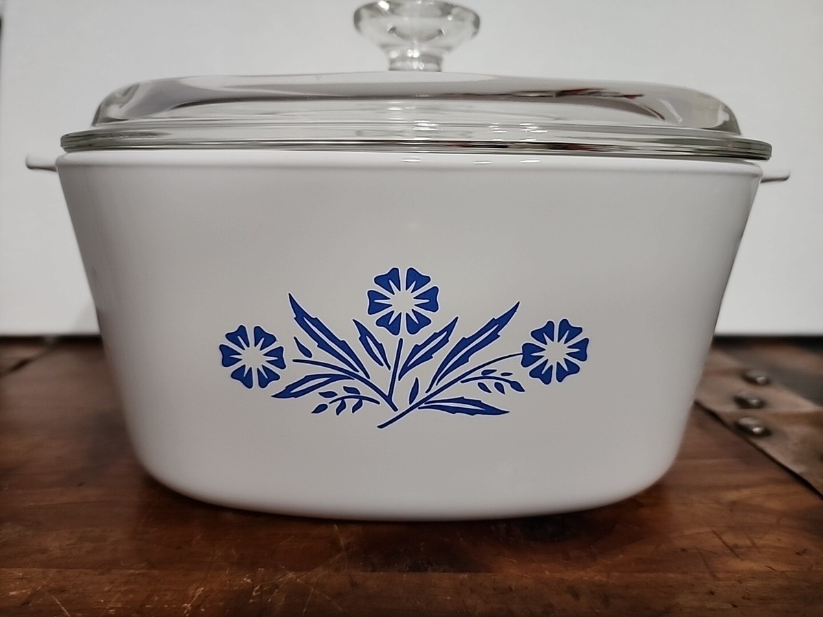 3 Liter Corningware Blue Cornflower Pattern A3B Glass Pyrex Lid