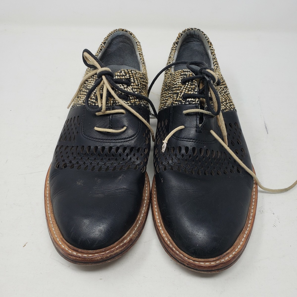 Thorocraft Goods Hampton Floral Oxford Shoes Size 43 Chunky Heel Oxford Shoes for Women – Beige Leather & Fabric  main image 4