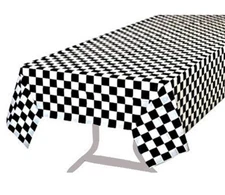 3 Pack Black and White Checkered Tablecloth 54 X 108 Rectangular Plastic Checker