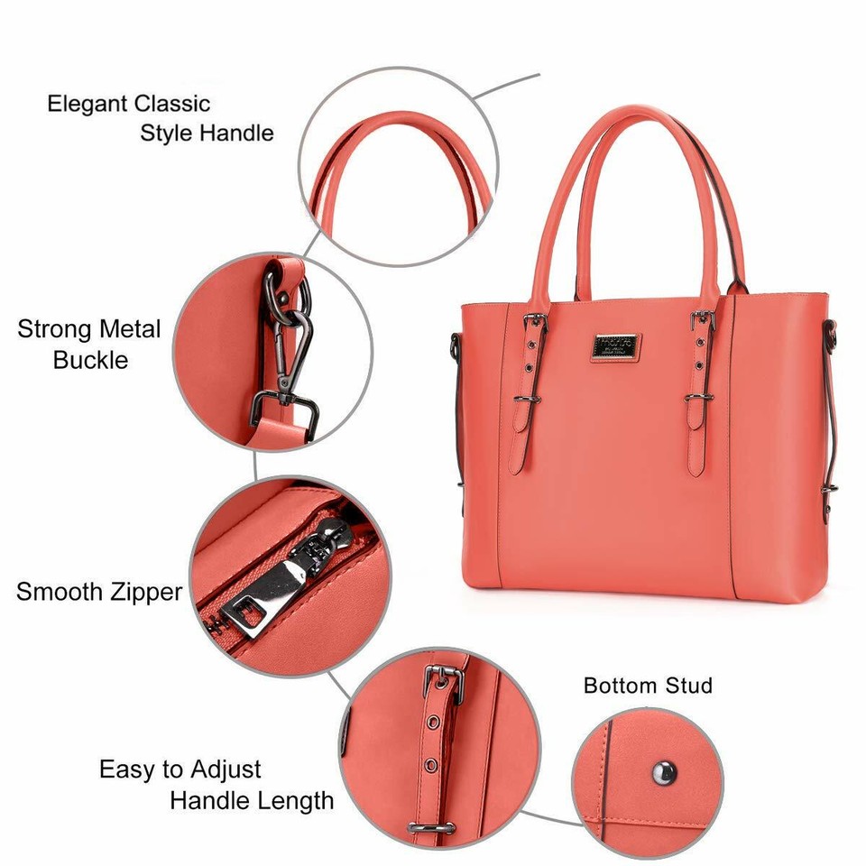 MOSISO PU Leather Laptop Tote Bag for Women (17