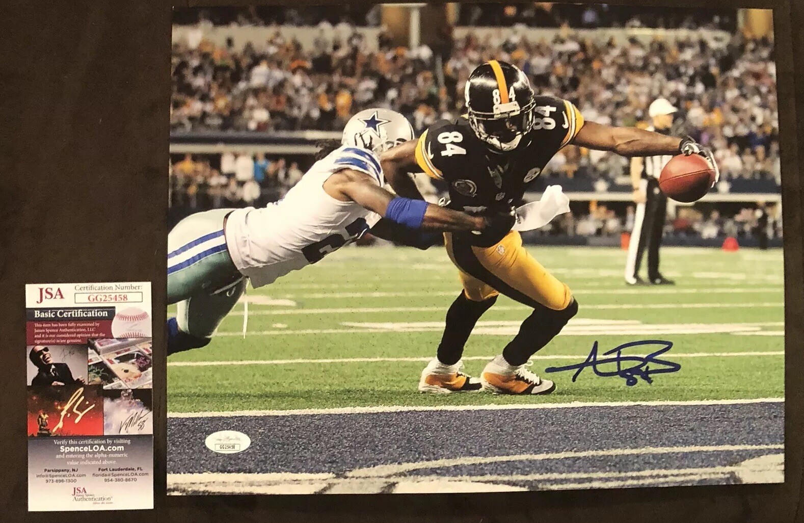 ANTONIO BROWN Autographed Signed autograph 11x14 PHOTO STEELERS CENTRAL MICHIGAN JSA COA 