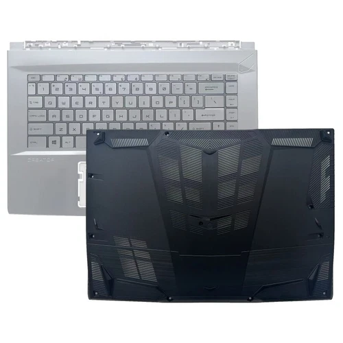New For MSI Creator 15M Upper Case Palmrest Silver Backlit Keyboard/Bottom Case