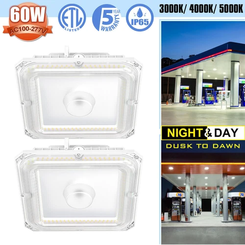 2Pack LED Canopy Light 60W 8100LM Gas Station Garage Light Fixture 5000K UL&DLC