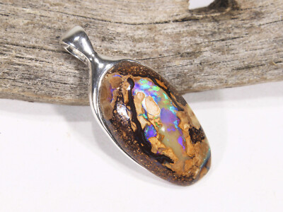 Opal Anhänger, Boulder Opal , 28mm, 925 Silber, Nr.239, Video