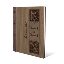 Personalisiertes Stammbuch Nussbaum Holz mit Gravur DIN A5 - Siegelbrief