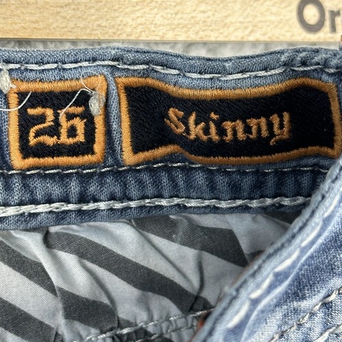 Rock Revival Jeans Womens 26 Blue Aliana Skinny Light Wash Denim Distressed - Picture 8 of 13