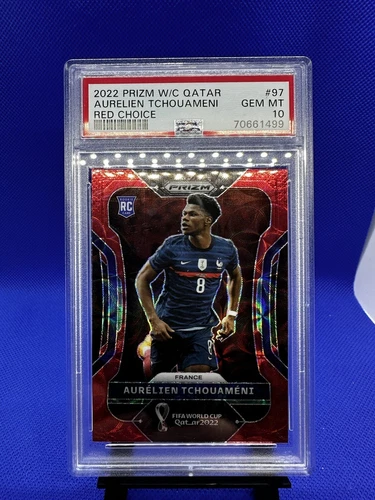 2022 Panini Prizm World Cup Aurelien Tchouameni France Rookie Red Choice PSA 10