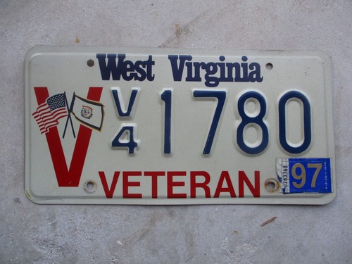 West Virginia 1997 VETERAN  license plate #   1780