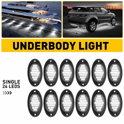 12X LED Rock Light Underbody Light White For Jeep Offroad Truck ATV UTV Boat EAW