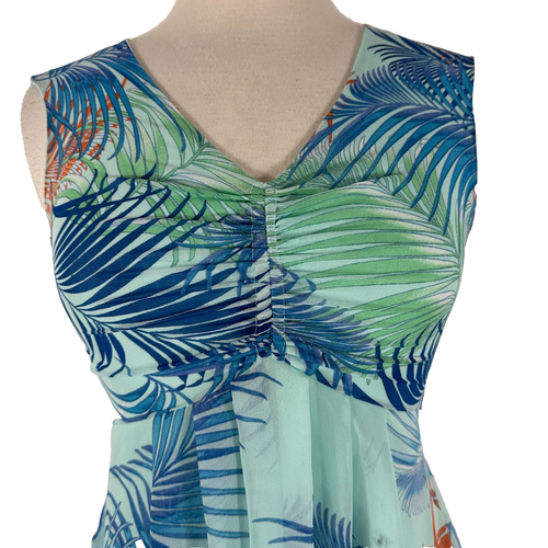Vintage Dress Y2K Fairy Asymmetrical Floral Size 2 Midi Babydoll Blue V Neck - Picture 4 of 11