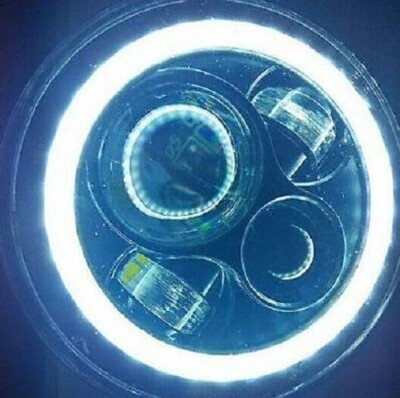7  BLACK BLUE HALO HID LED HEADLIGHT FOR KAWASAKI VULCAN NOMAD 1500/1600