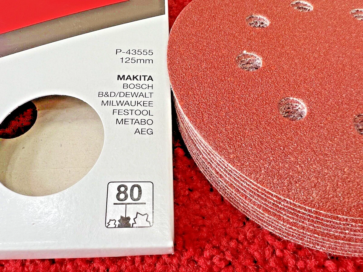 10Pcs Genuine Makita Sanding Disc 125mm For DBO180RMJ Sanders 80Grit