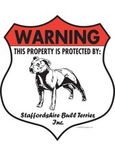 Warning Staffordshire Bull Terrier Property Protected Aluminum Dog Sign - 7 x 8
