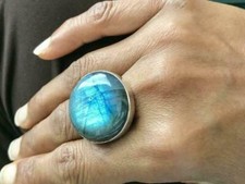 Ring Valentine's Day Labradorite Gemstone 925 Sterling Silver Handmade All Size