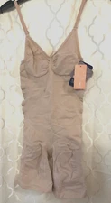 Feelingirl One Piece Shapewear Bodysuit boxer style pants Beige M/L NWT!
