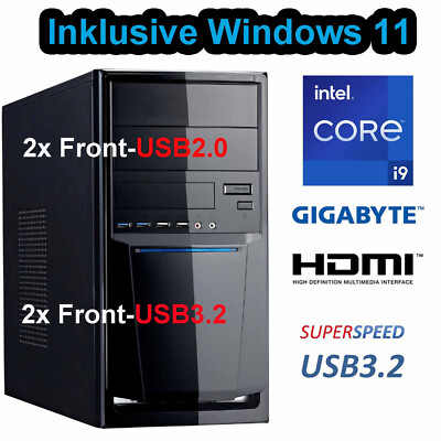 Windows 11 ELITE PC INTEL 12.Gen Core i9 12900 5,2Ghz 32GB RAM SSD 1TB Silent o
