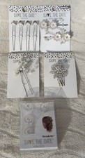 LOT OF 5 SAVE THE DATE HAIR PICKS / COMB / PINS BRIDE, FLOWERGIRL, BRIDESMAIDS