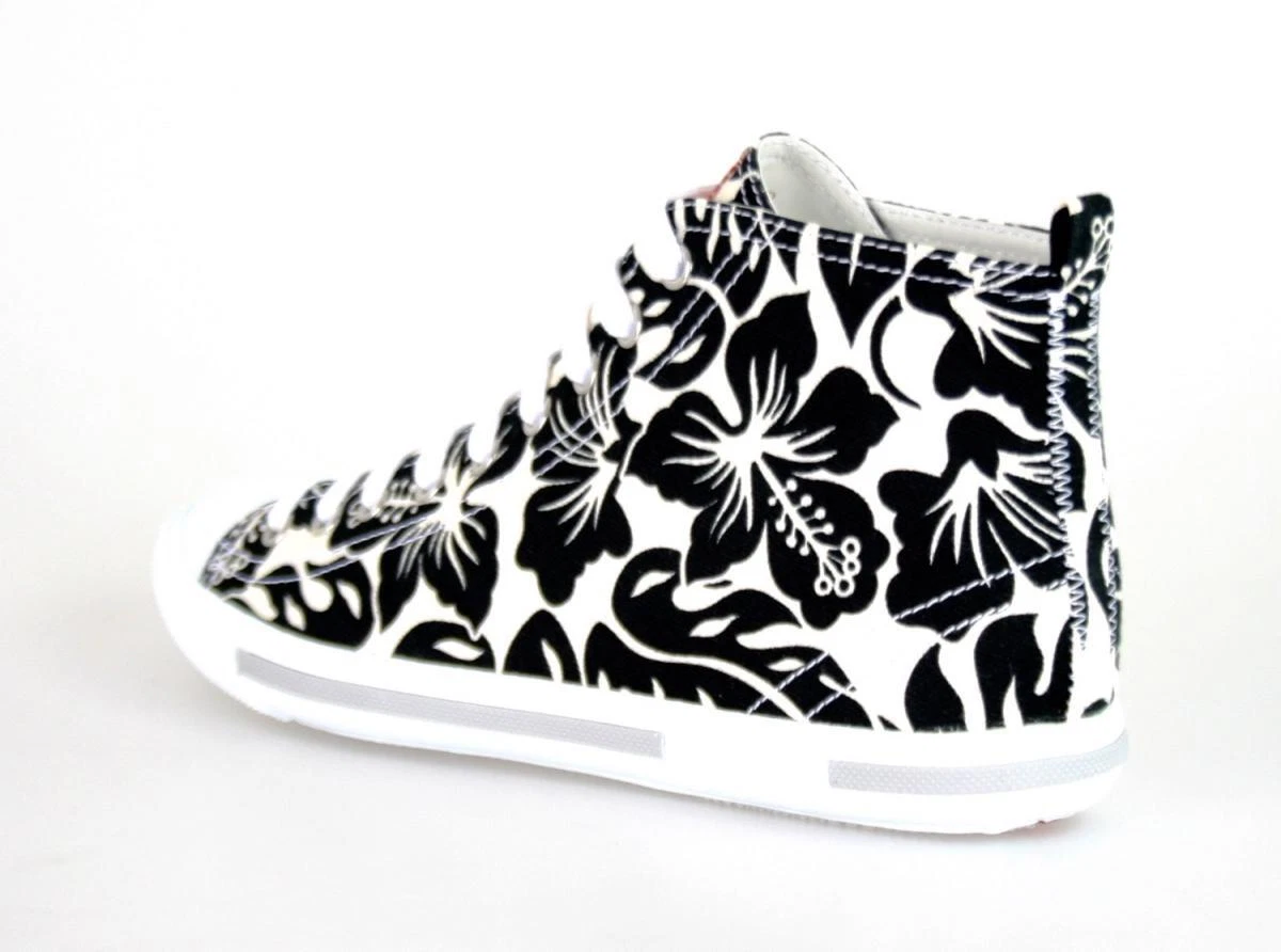 PRADA Hibiscus Canvas Linea Rossa Sneaker 3T5731 Weiss Schwarz NEU - 38,5 39
