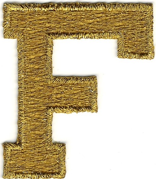 1 7/8&quot; Gold Metallic Monogram Block letter F Embroidery Patch | eBay