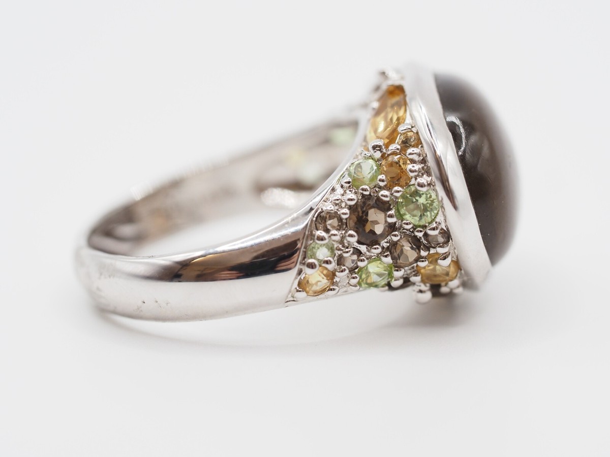 Ladies Sterling Silver David Sigal Multi Stone Ring Size R, R253