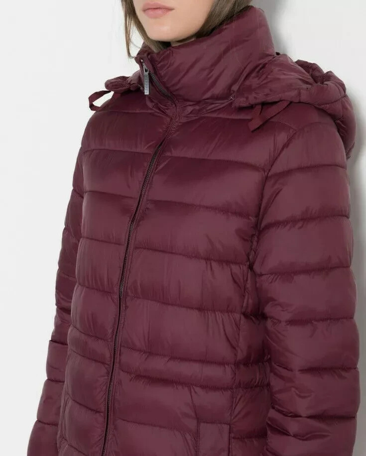 Stefanel Padded Hooded Jacket Coat Womens Long Size 14/16 Uk BNWT RRP £224 Red