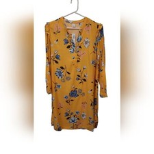 Old Navy Dress Womans Small Yellow Floral Casual Tunic Flowy Shift Tunic