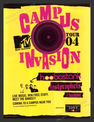 MTV Tour Campus Invasion Music 2000s Print Advertisement Ad 2004
