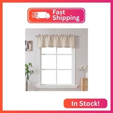 Gwine Linen Valance for Windows, Light Filtering Faux Linen Textured Kitchen Val