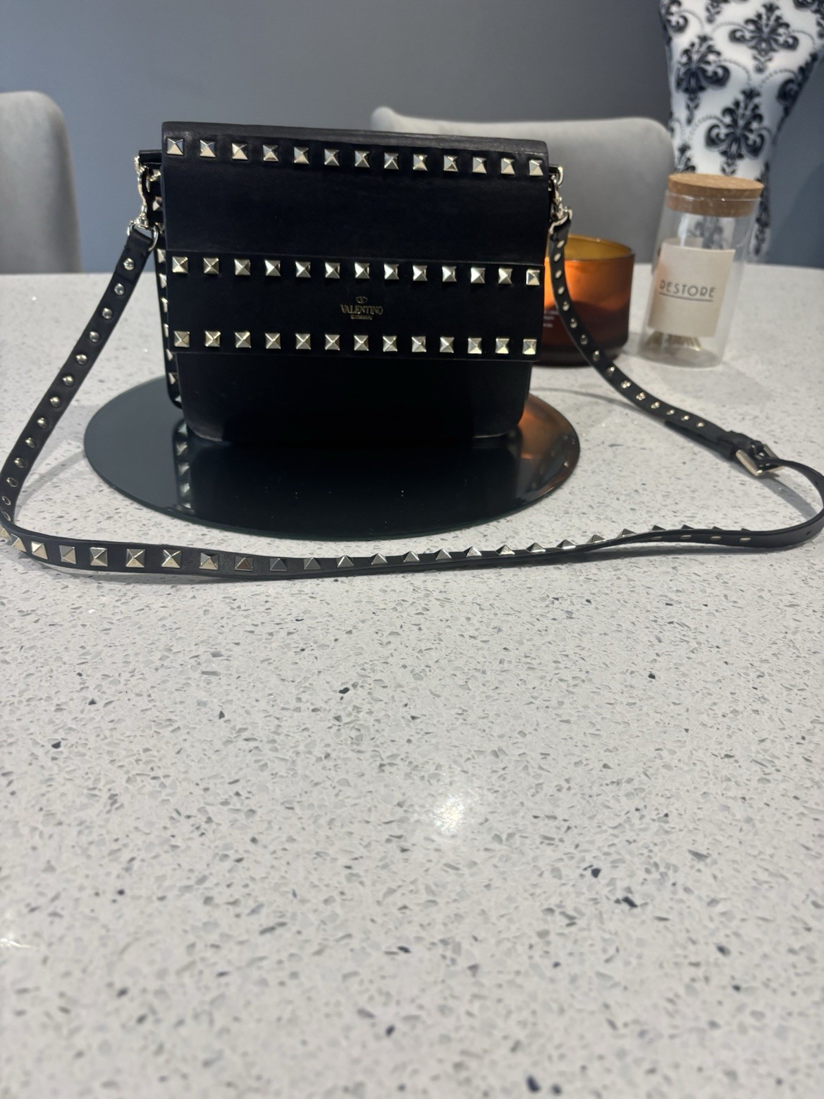 Pristine Valentino Rockstud Leather Crossbody Bag - Black, RRP£1490 | Stylish & Versatile