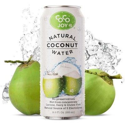 Coco Joy Coconut Water 8.3 oz Cans Pack of 12 Natural Hydration Drink