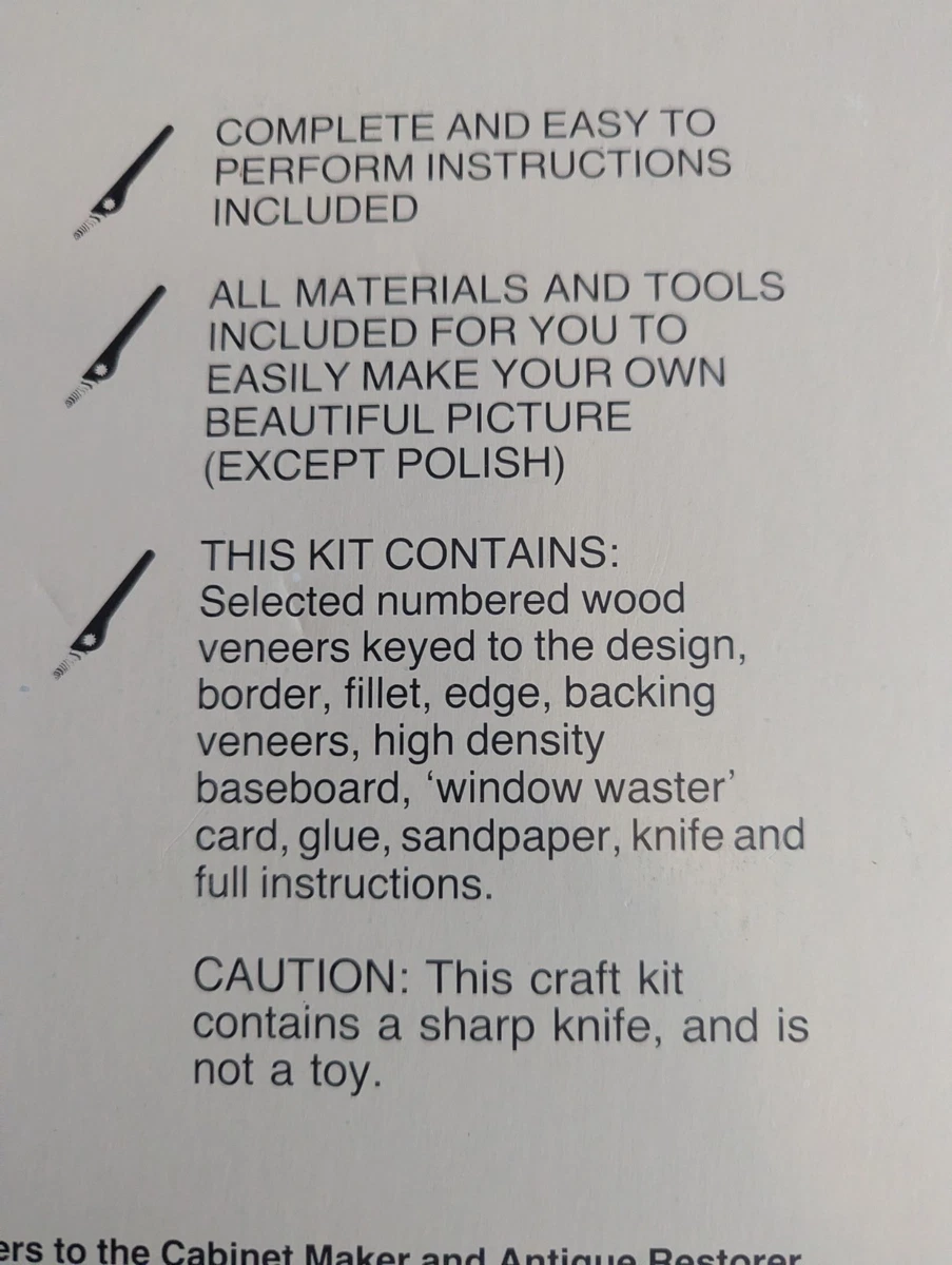 Vintage The Art Veneers Co Marquetry Kit de artesanía The Mill 404 Inlay de madera sin usar