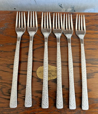 6 X DESSERT FORKS VINERS  Studio Stainless Steel Bark Cutlery