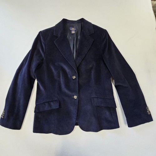 Veste blazer femme Brooks Brothers 346 bleu marine velours côtelé taille 14 coupe stretch - Photo 2/11