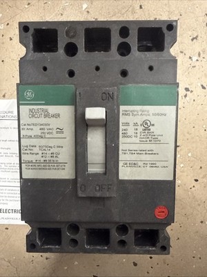 GE TED134030V Molded Case Circuit Breaker 30A 480V AC/DC 3Pole