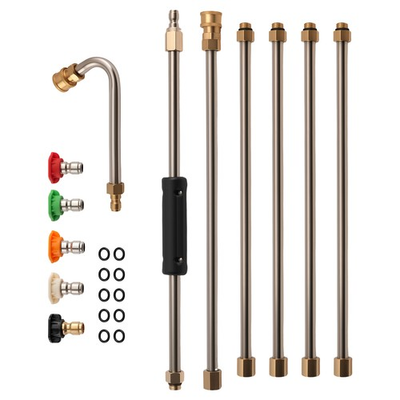 #ad 15 Inch 4000 PSI Pressure Washer Wand Brass Fitting Stainless Steel 6pcs $23.88