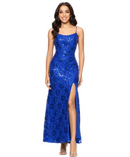 Betsy & Adam Women's Sequin Lace Sleeveless Gown - Royal, Size 4, MSRP: 199$