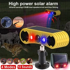 4 Modes Solar Motion Sensor Alarm Emits Loud Dog Barking & Gunshot Sound 2*130db