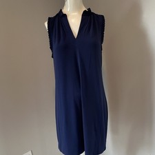 Michael Kors Blue Shift Dress Women’s M Knee Length V-Neck Ruffle