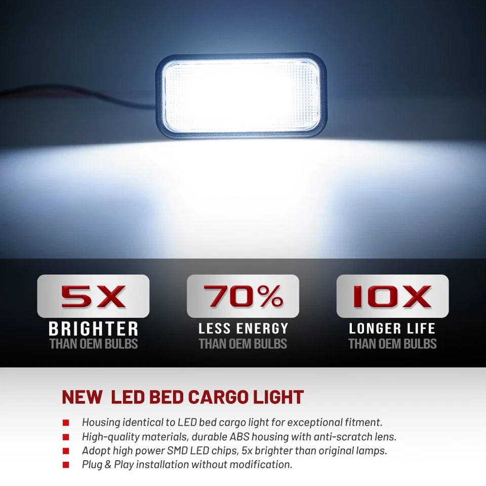 For 19-25 GMC Sierra 1500 Chevrolet Silverado 1500 2x Truck Cargo Bed Lamps - Image 4 of 4