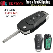 3 Button 433MHz Remote Flip Key Fob Chip For Ford Focus Mondeo Galaxy S-Max