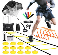 Agility Ladder Training Set with Hurdles, Cones, Parachute, Bands  Jump Rope